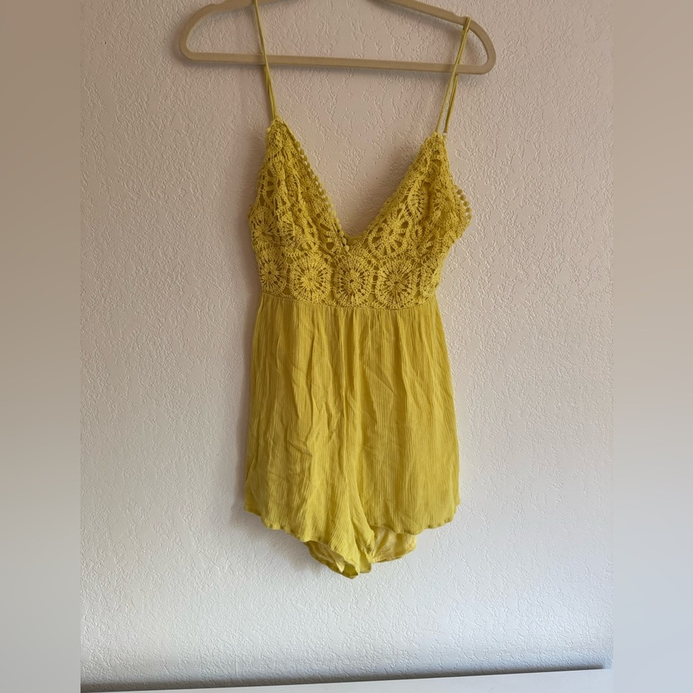 Yellow Lace Women's Romper